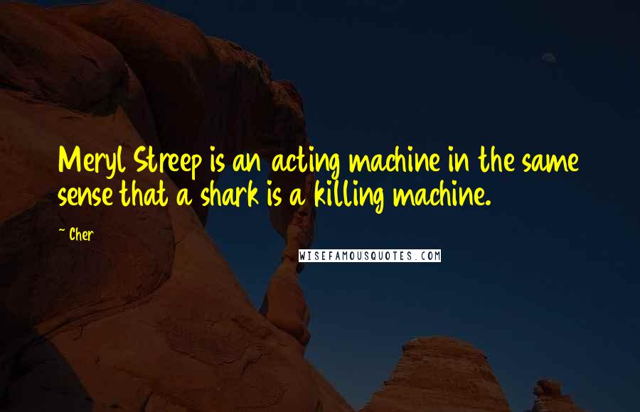 Cher Quotes: Meryl Streep is an acting machine in the same sense that a shark is a killing machine.