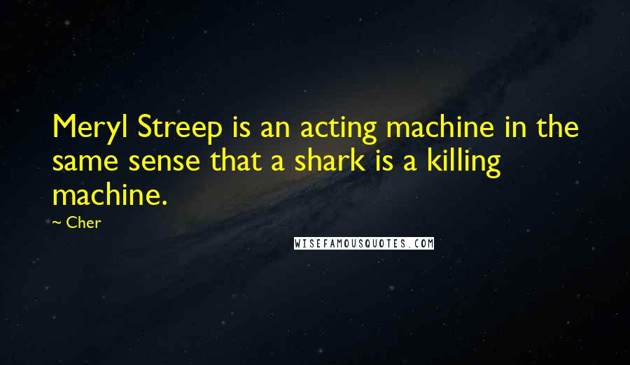 Cher Quotes: Meryl Streep is an acting machine in the same sense that a shark is a killing machine.