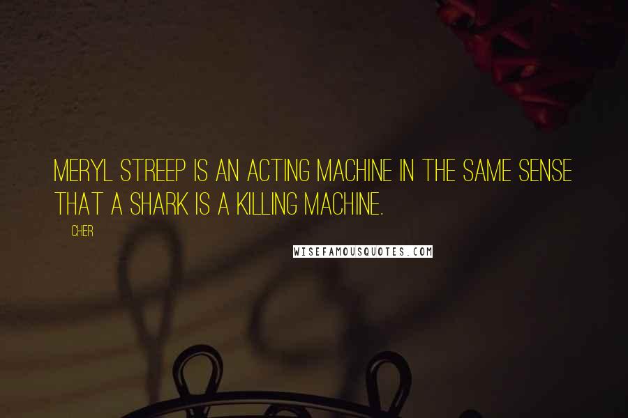 Cher Quotes: Meryl Streep is an acting machine in the same sense that a shark is a killing machine.