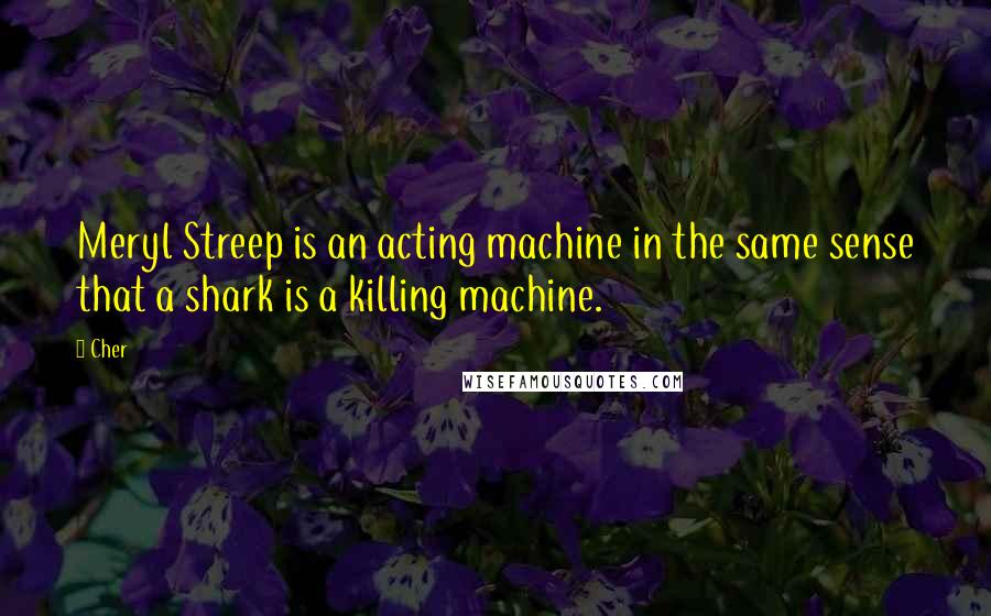 Cher Quotes: Meryl Streep is an acting machine in the same sense that a shark is a killing machine.