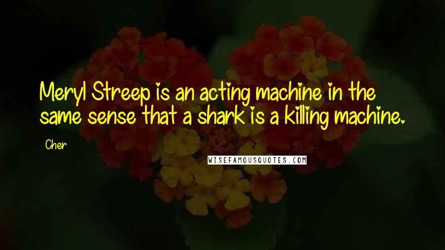 Cher Quotes: Meryl Streep is an acting machine in the same sense that a shark is a killing machine.