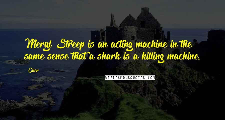 Cher Quotes: Meryl Streep is an acting machine in the same sense that a shark is a killing machine.