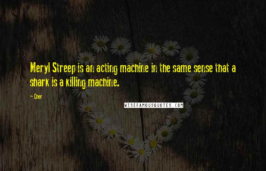 Cher Quotes: Meryl Streep is an acting machine in the same sense that a shark is a killing machine.