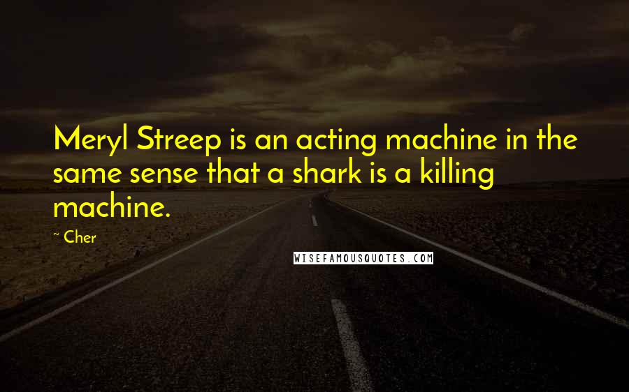 Cher Quotes: Meryl Streep is an acting machine in the same sense that a shark is a killing machine.