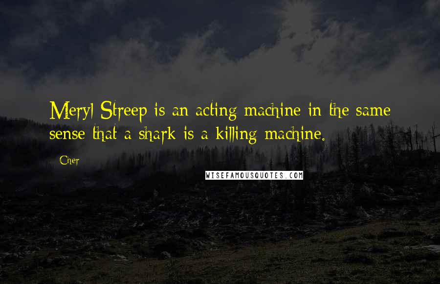 Cher Quotes: Meryl Streep is an acting machine in the same sense that a shark is a killing machine.