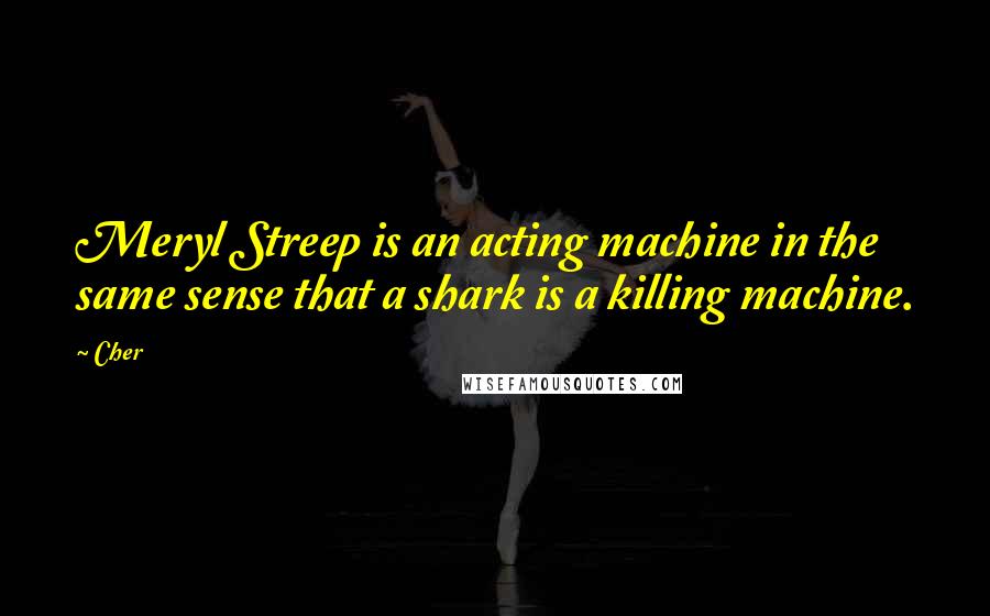 Cher Quotes: Meryl Streep is an acting machine in the same sense that a shark is a killing machine.