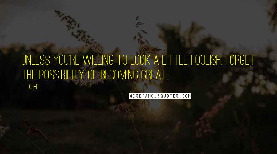 Cher Quotes: Unless you're willing to look a little foolish, forget the possibility of becoming great.