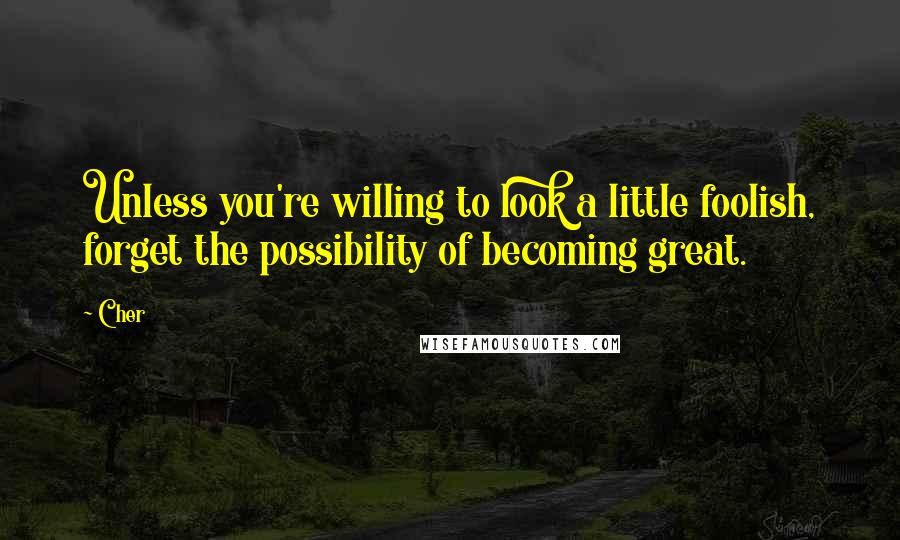 Cher Quotes: Unless you're willing to look a little foolish, forget the possibility of becoming great.