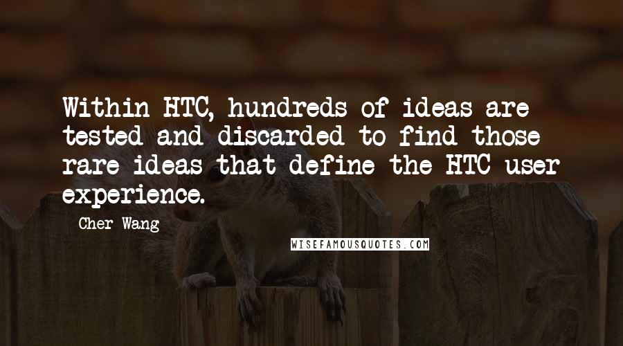 Cher Wang Quotes: Within HTC, hundreds of ideas are tested and discarded to find those rare ideas that define the HTC user experience.