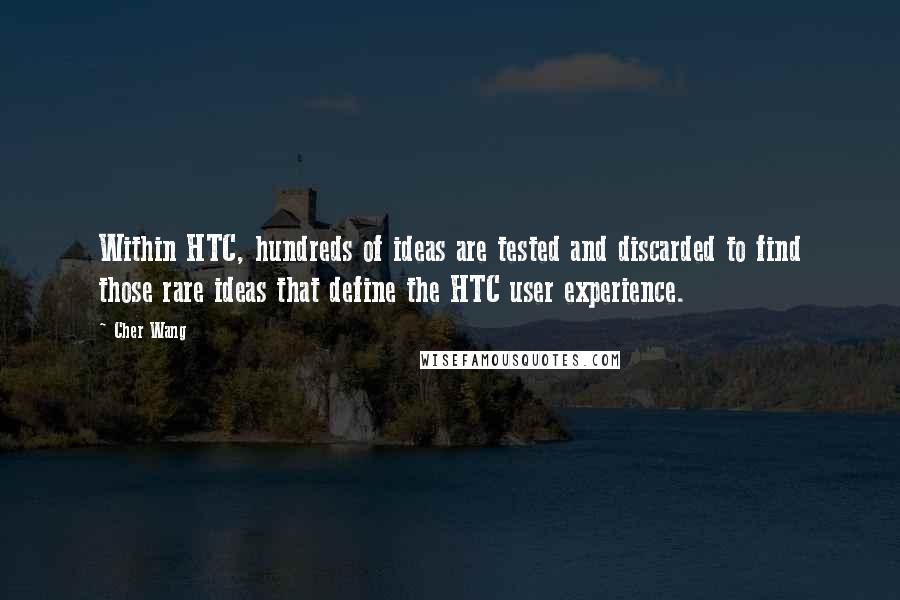 Cher Wang Quotes: Within HTC, hundreds of ideas are tested and discarded to find those rare ideas that define the HTC user experience.