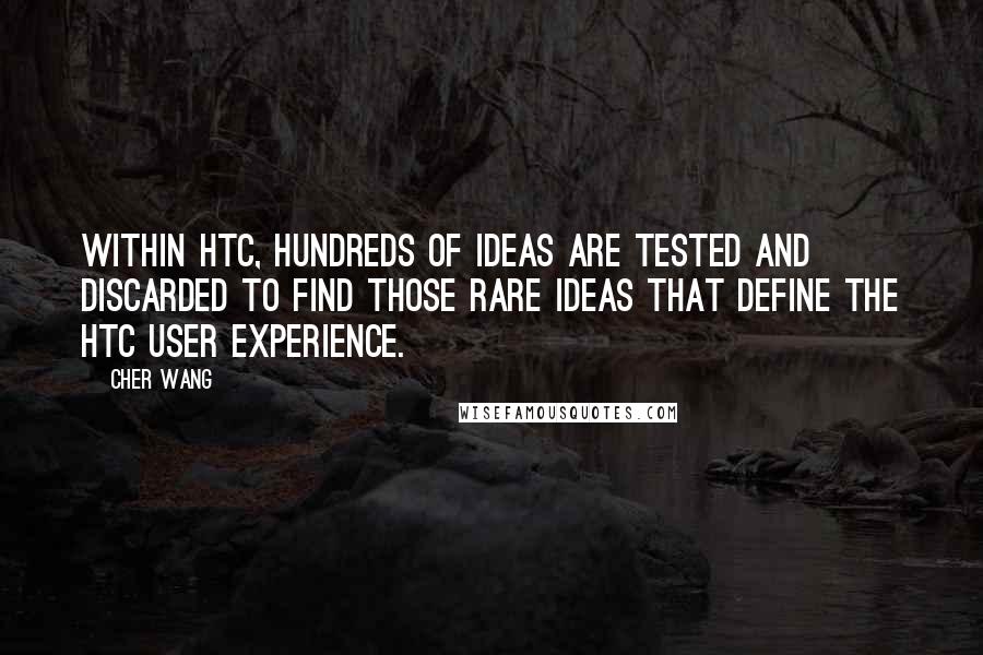 Cher Wang Quotes: Within HTC, hundreds of ideas are tested and discarded to find those rare ideas that define the HTC user experience.