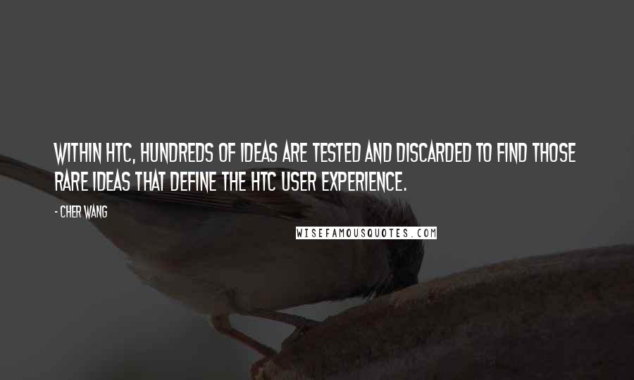 Cher Wang Quotes: Within HTC, hundreds of ideas are tested and discarded to find those rare ideas that define the HTC user experience.