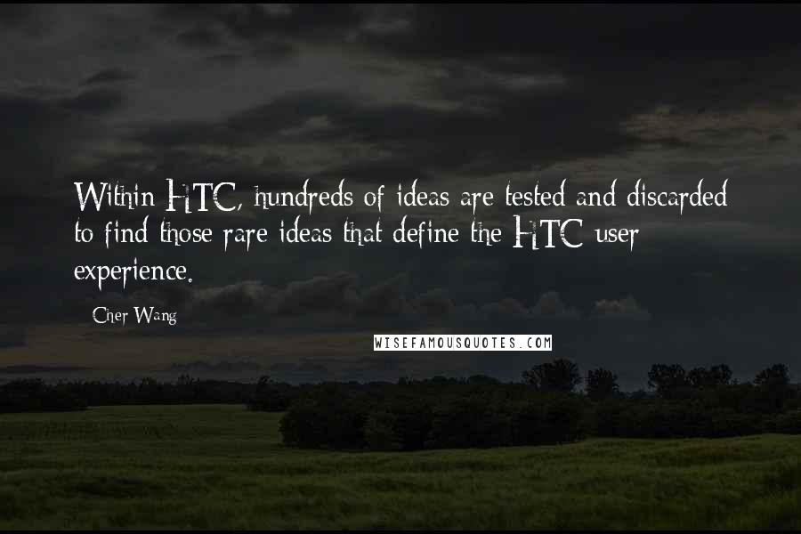 Cher Wang Quotes: Within HTC, hundreds of ideas are tested and discarded to find those rare ideas that define the HTC user experience.