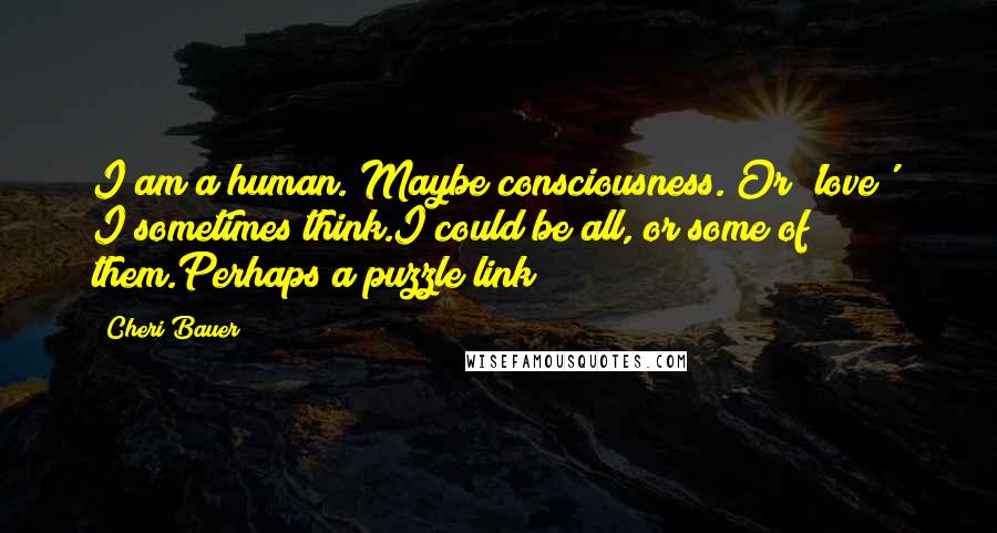 Cheri Bauer Quotes: I am a human. Maybe consciousness. Or 'love'! I sometimes think.I could be all, or some of them.Perhaps a puzzle link?