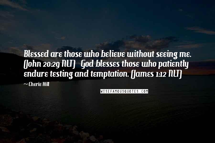 Cherie Hill Quotes: Blessed are those who believe without seeing me. (John 20:29 NLT) God blesses those who patiently endure testing and temptation. (James 1:12 NLT)