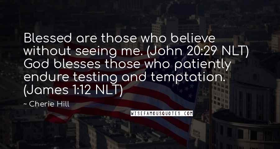 Cherie Hill Quotes: Blessed are those who believe without seeing me. (John 20:29 NLT)   God blesses those who patiently endure testing and temptation. (James 1:12 NLT)