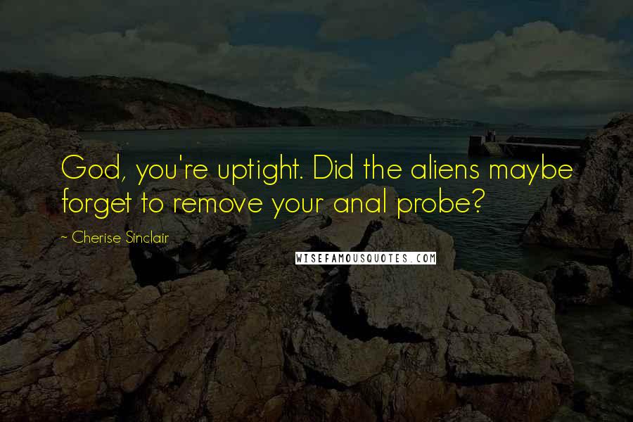 Cherise Sinclair Quotes: God, you're uptight. Did the aliens maybe forget to remove your anal probe?