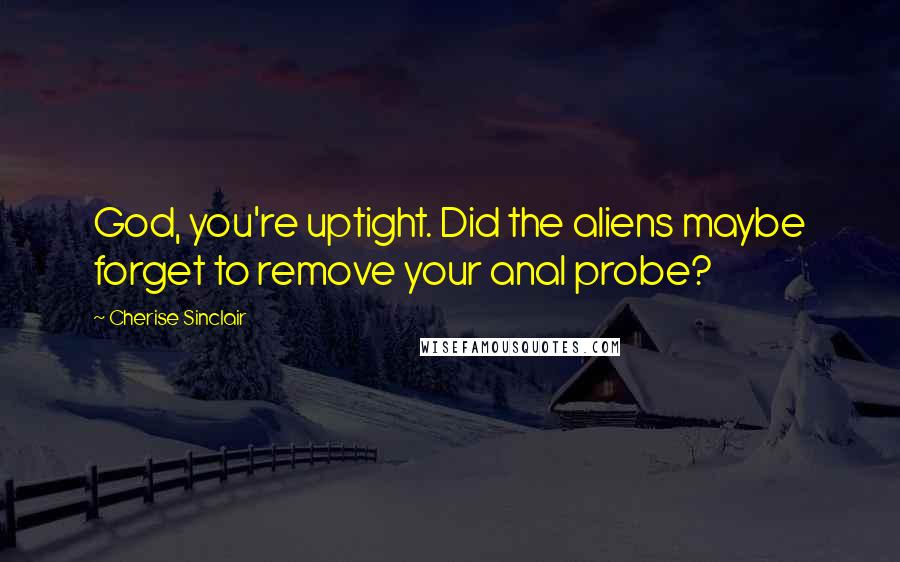 Cherise Sinclair Quotes: God, you're uptight. Did the aliens maybe forget to remove your anal probe?