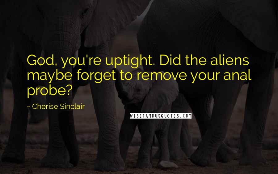 Cherise Sinclair Quotes: God, you're uptight. Did the aliens maybe forget to remove your anal probe?