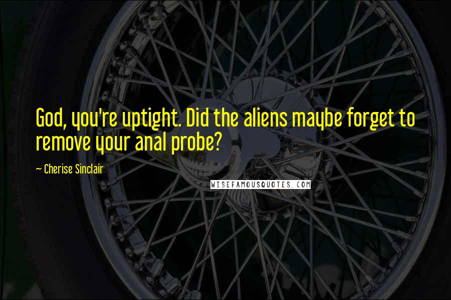 Cherise Sinclair Quotes: God, you're uptight. Did the aliens maybe forget to remove your anal probe?