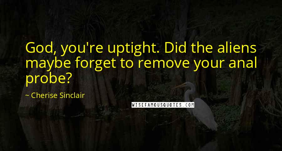 Cherise Sinclair Quotes: God, you're uptight. Did the aliens maybe forget to remove your anal probe?