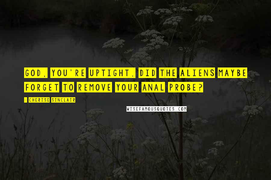 Cherise Sinclair Quotes: God, you're uptight. Did the aliens maybe forget to remove your anal probe?