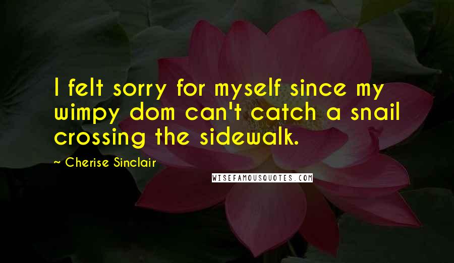 Cherise Sinclair Quotes: I felt sorry for myself since my wimpy dom can't catch a snail crossing the sidewalk.