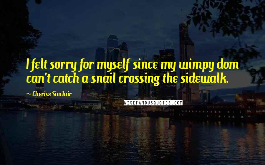 Cherise Sinclair Quotes: I felt sorry for myself since my wimpy dom can't catch a snail crossing the sidewalk.