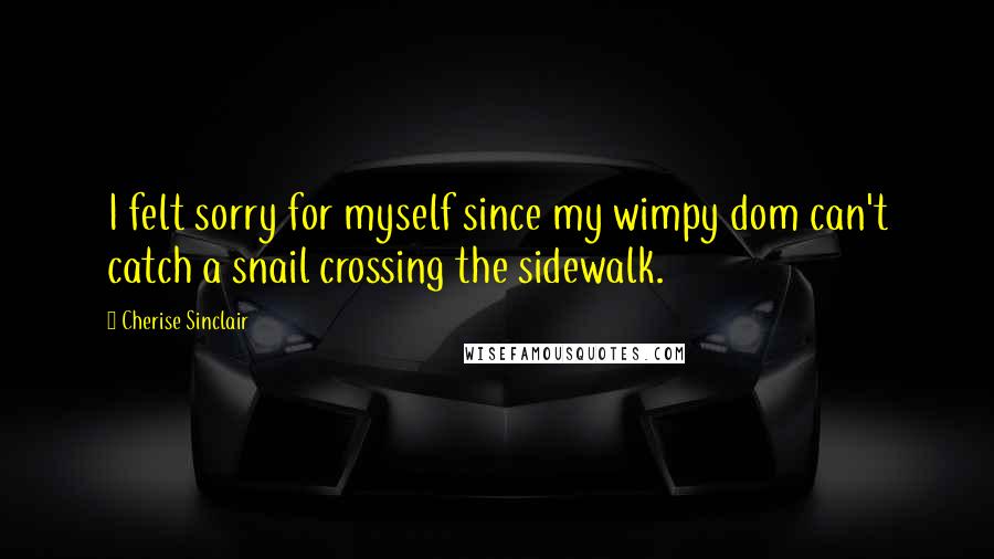 Cherise Sinclair Quotes: I felt sorry for myself since my wimpy dom can't catch a snail crossing the sidewalk.
