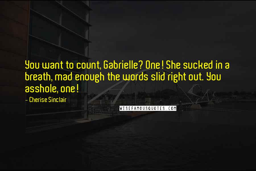 Cherise Sinclair Quotes: You want to count, Gabrielle? One! She sucked in a breath, mad enough the words slid right out. You asshole, one!