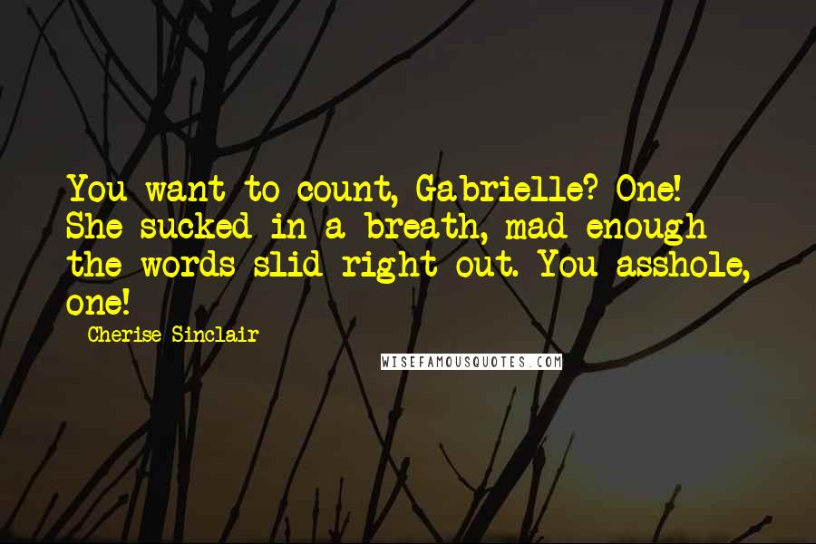 Cherise Sinclair Quotes: You want to count, Gabrielle? One! She sucked in a breath, mad enough the words slid right out. You asshole, one!