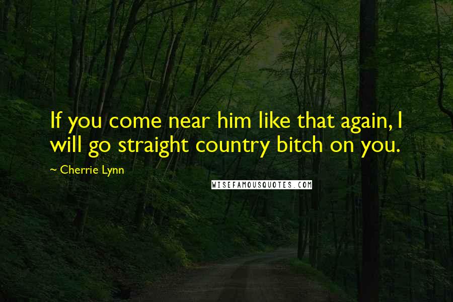 Cherrie Lynn Quotes: If you come near him like that again, I will go straight country bitch on you.