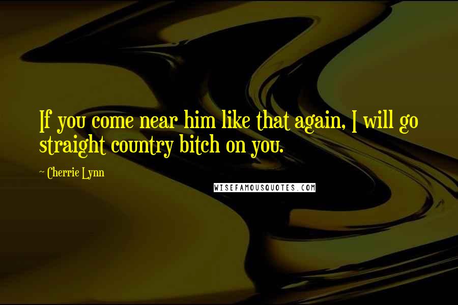 Cherrie Lynn Quotes: If you come near him like that again, I will go straight country bitch on you.