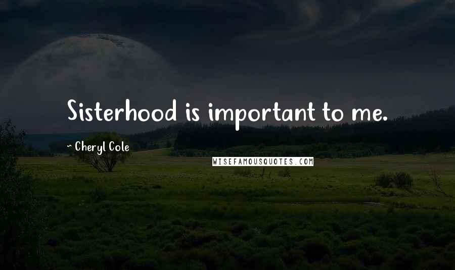 Cheryl Cole Quotes: Sisterhood is important to me.