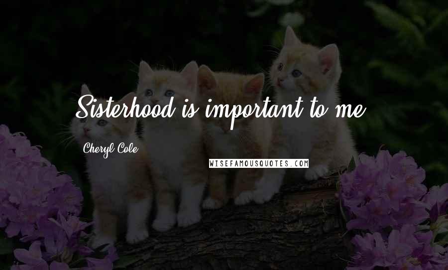 Cheryl Cole Quotes: Sisterhood is important to me.