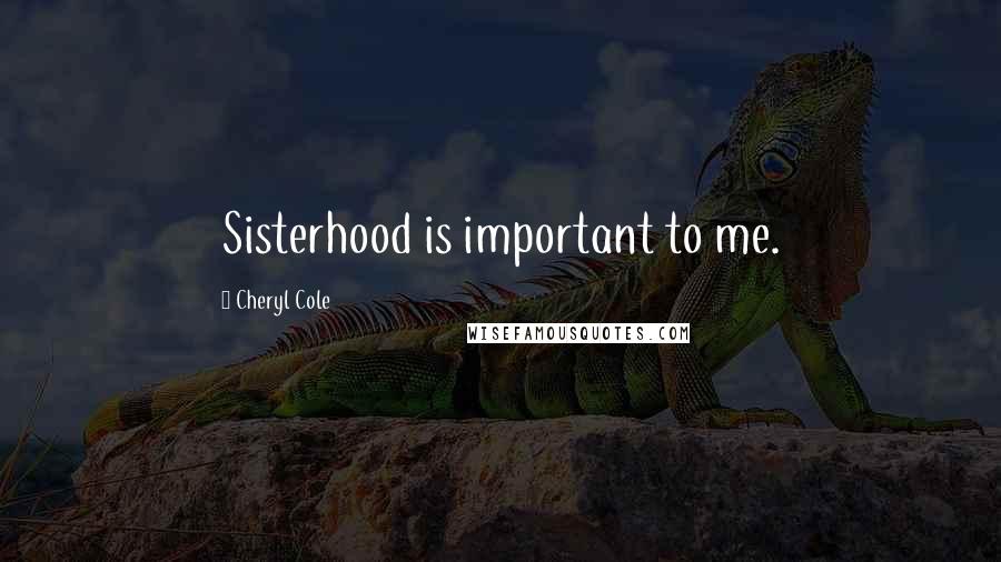 Cheryl Cole Quotes: Sisterhood is important to me.