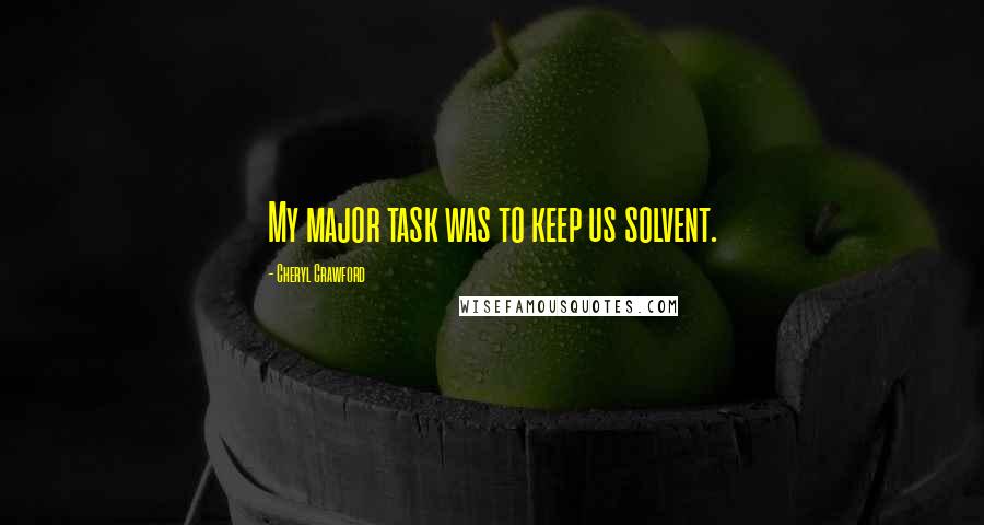 Cheryl Crawford Quotes: My major task was to keep us solvent.