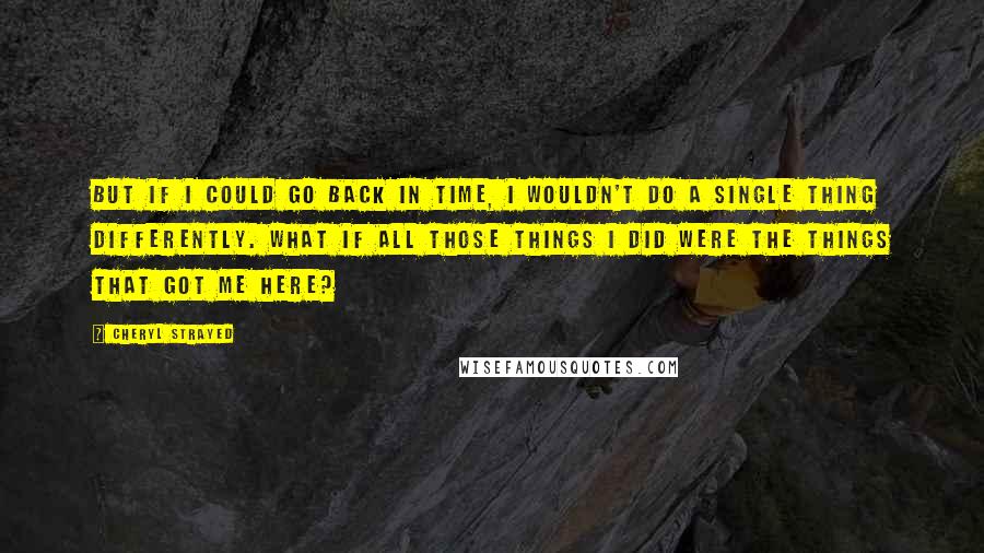 Cheryl Strayed Quotes: But if I could go back in time, I wouldn't do a single thing differently. What if all those things I did were the things that got me here?