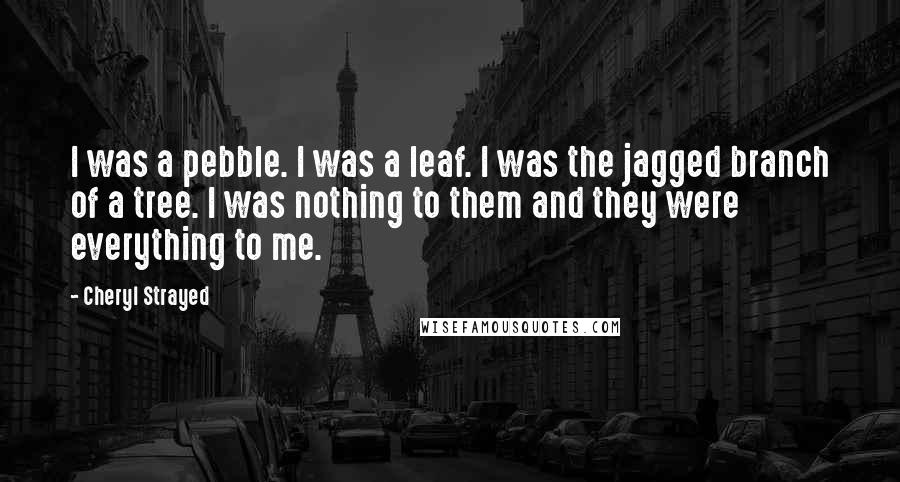 Cheryl Strayed Quotes: I was a pebble. I was a leaf. I was the jagged branch of a tree. I was nothing to them and they were everything to me.