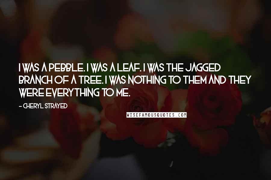 Cheryl Strayed Quotes: I was a pebble. I was a leaf. I was the jagged branch of a tree. I was nothing to them and they were everything to me.