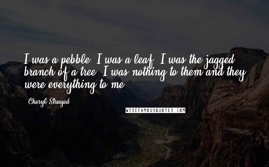 Cheryl Strayed Quotes: I was a pebble. I was a leaf. I was the jagged branch of a tree. I was nothing to them and they were everything to me.