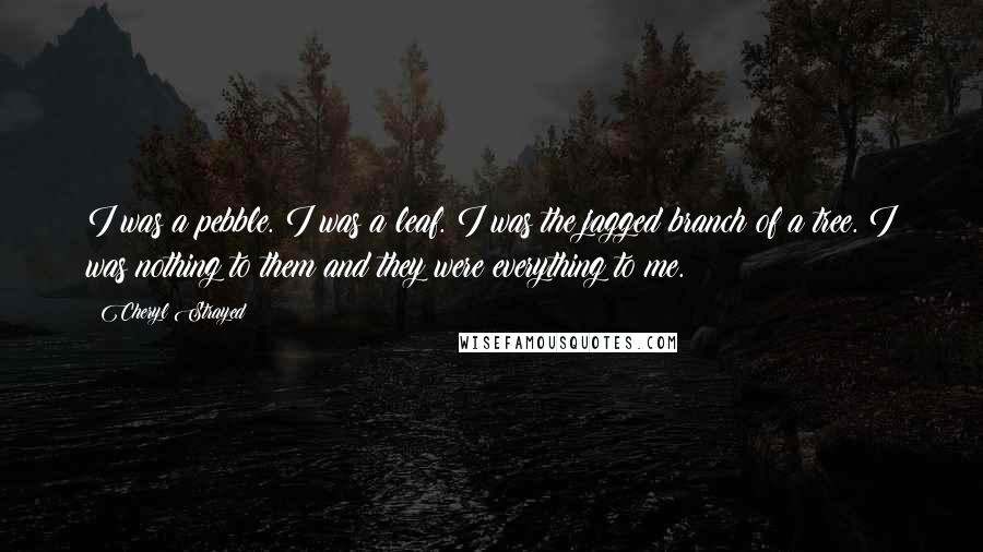Cheryl Strayed Quotes: I was a pebble. I was a leaf. I was the jagged branch of a tree. I was nothing to them and they were everything to me.