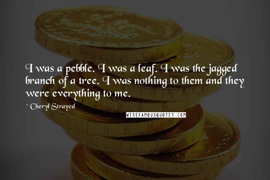 Cheryl Strayed Quotes: I was a pebble. I was a leaf. I was the jagged branch of a tree. I was nothing to them and they were everything to me.