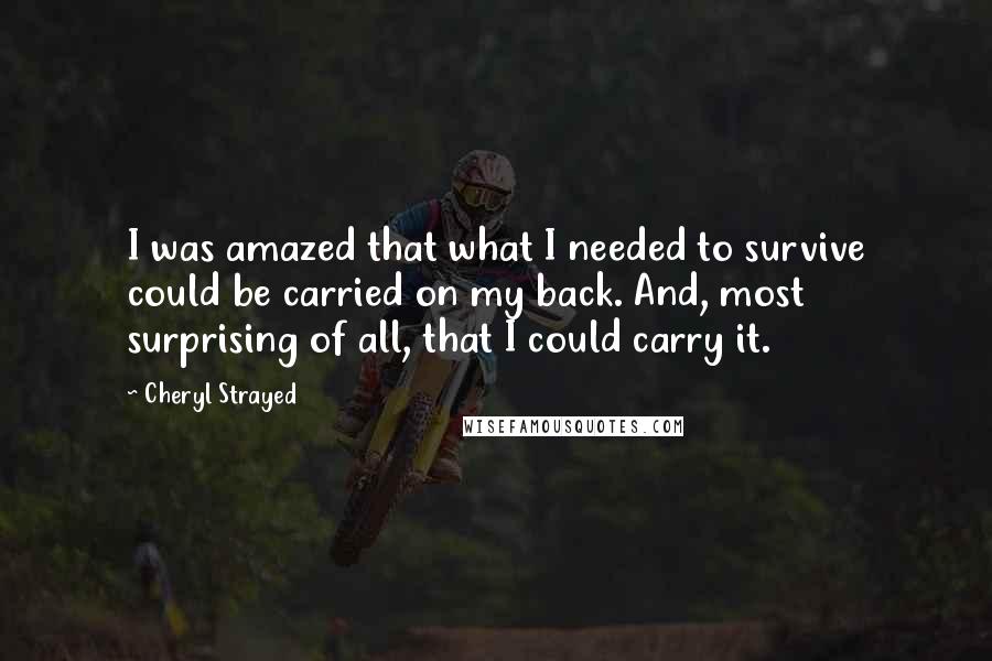 Cheryl Strayed Quotes: I was amazed that what I needed to survive could be carried on my back. And, most surprising of all, that I could carry it.
