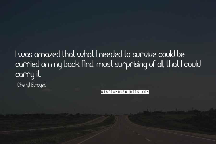 Cheryl Strayed Quotes: I was amazed that what I needed to survive could be carried on my back. And, most surprising of all, that I could carry it.