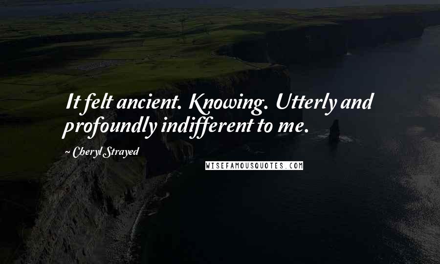 Cheryl Strayed Quotes: It felt ancient. Knowing. Utterly and profoundly indifferent to me.