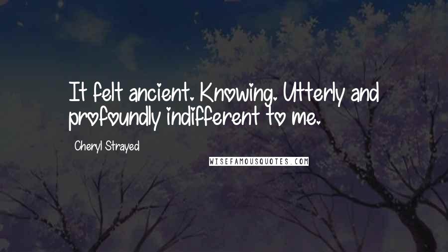 Cheryl Strayed Quotes: It felt ancient. Knowing. Utterly and profoundly indifferent to me.