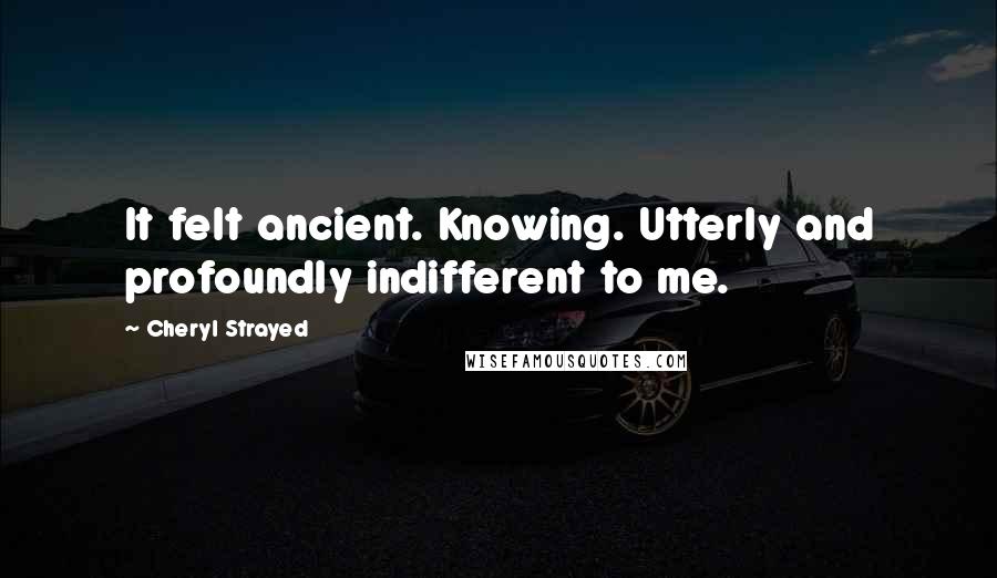 Cheryl Strayed Quotes: It felt ancient. Knowing. Utterly and profoundly indifferent to me.