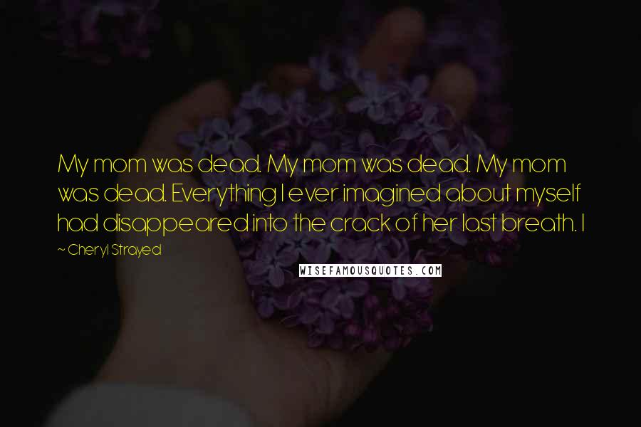 Cheryl Strayed Quotes: My mom was dead. My mom was dead. My mom was dead. Everything I ever imagined about myself had disappeared into the crack of her last breath. I