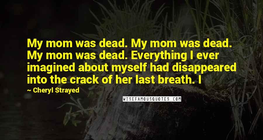 Cheryl Strayed Quotes: My mom was dead. My mom was dead. My mom was dead. Everything I ever imagined about myself had disappeared into the crack of her last breath. I